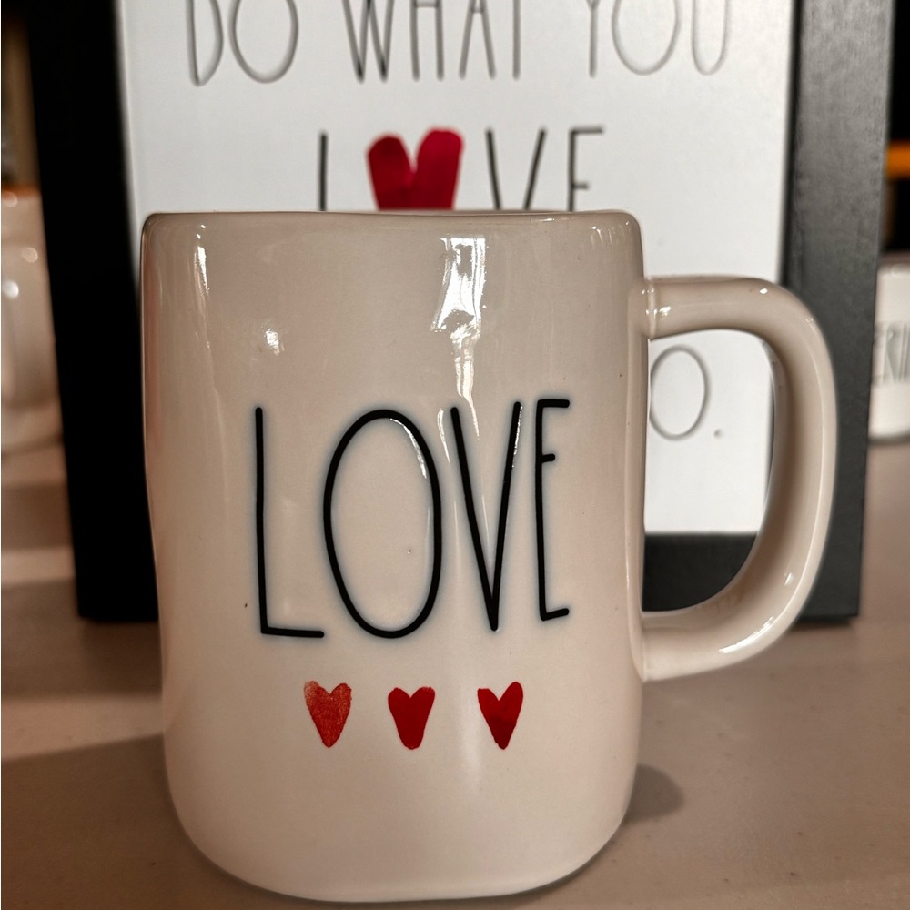 Rae Dunn Love Mug with Red Hearts